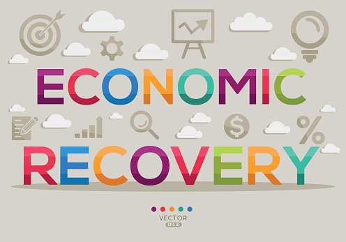 Economic recovery Text concept, Vector illustration.