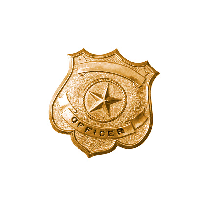 police golden badge isolated on white background