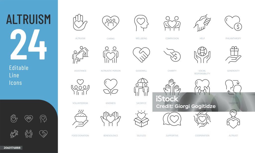 Altruism Line Editable Icons set. - Royalty-free Pictogram vectorkunst Altruism Line Editable Icons set. - Royalty-free Pictogram vectorkunst