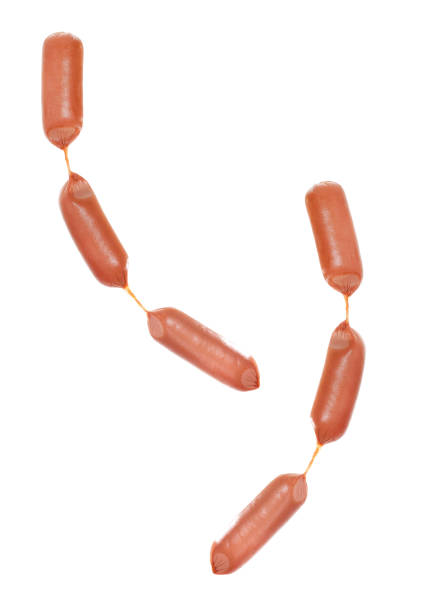 Pile of sausages isolated on white background