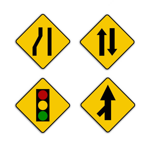 Set of variants Sharp traffic road sign isolated on white background