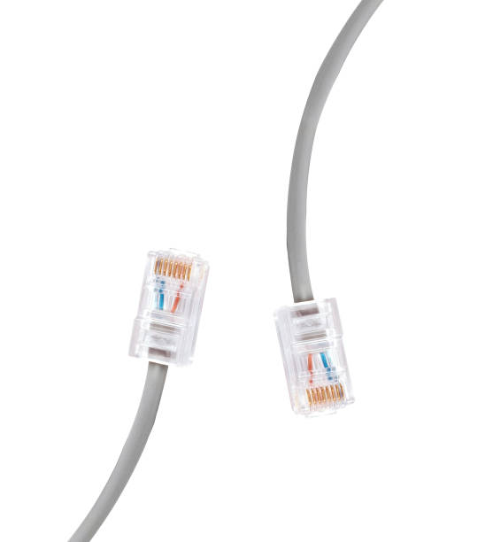 grey ethernet network cables plug isolated - computer cable nobody rj45 network connection plug zdjęcia i obrazy z banku zdjęć