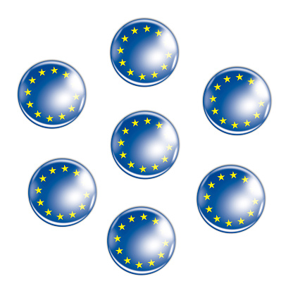 badges with the flag of Europe isolated on white background