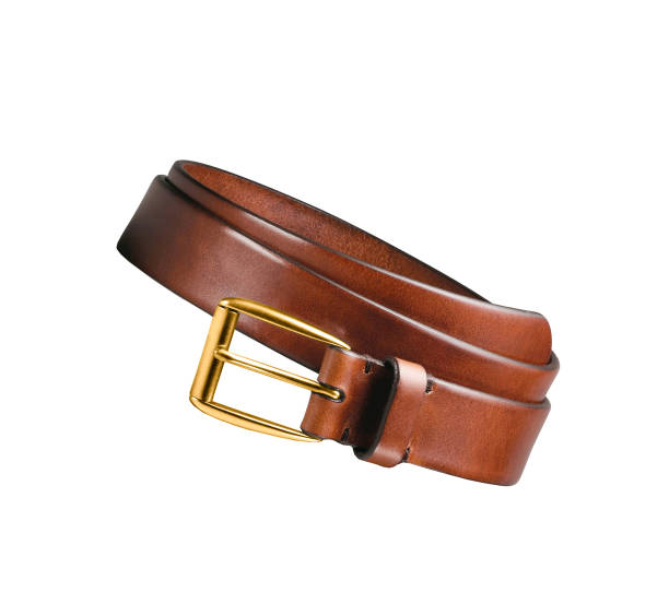 brown belt isolated brown belt isolated on white background leather clasp stock pictures, royalty-free photos & images