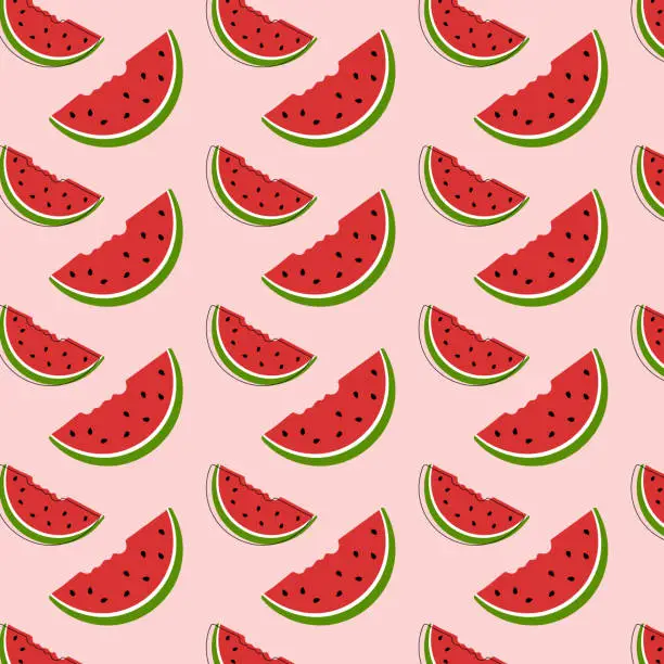 Vector illustration of Summer seamless pattern with red watermelon.