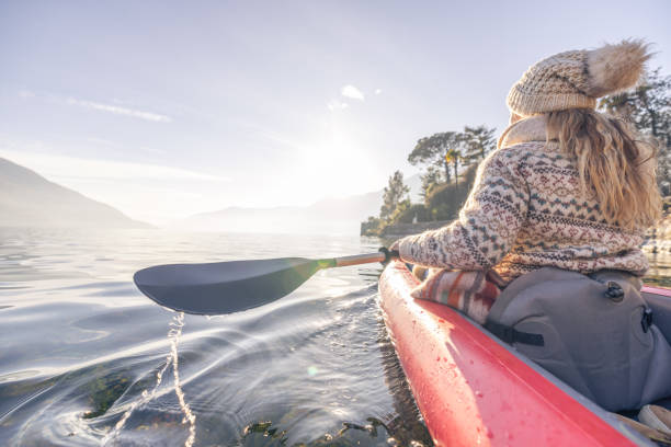 istock Female relaxes in a canoe 2060201209