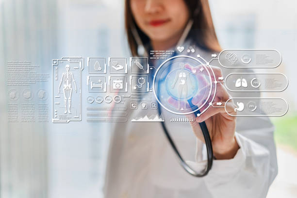 istock Medicine doctor working and touching on hologram modern virtual screen interface, Healthcare and futuristic technology concept 2060202247