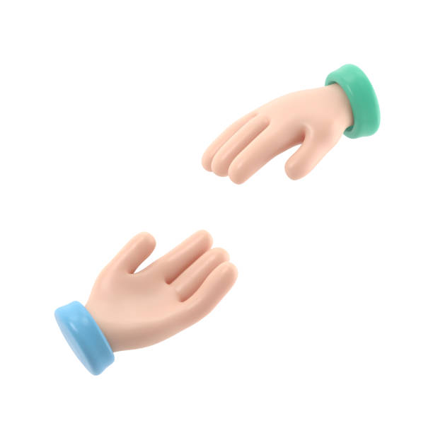 istock Cartoon Gesture Icon Mockup.Helping hand of god. Gesture hand concept.3D rendering on white background. 2060208620