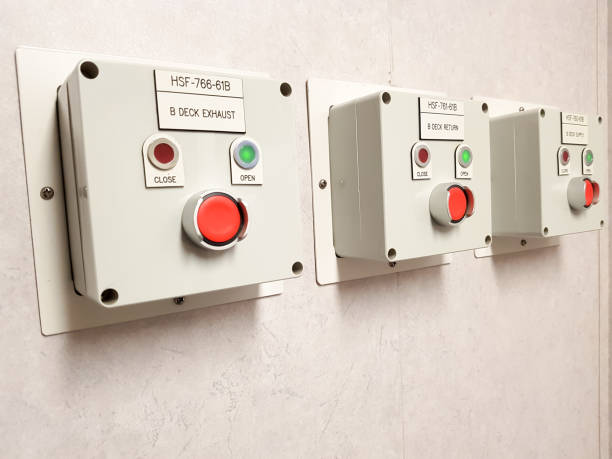 istock Electrical panel with red and green buttons, closeup of photo 2060236522
