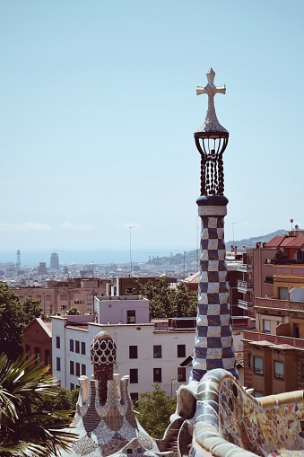 photo of park guell in barcelona in spain on march 16, 2022