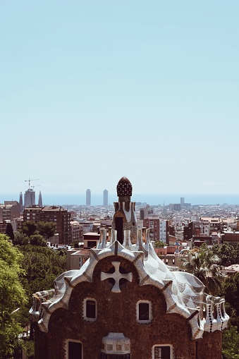 photo of park guell in barcelona in spain on march 16, 2022