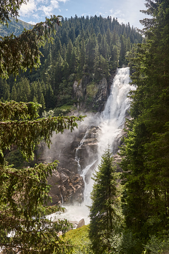 Krimml waterfalls. Nature landmark in Salzburg region. Austrian highlight