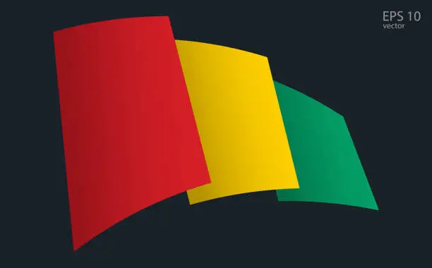 Vector illustration of Waving Vector flag of Guinea. National flag waving symbol. Banner design element.