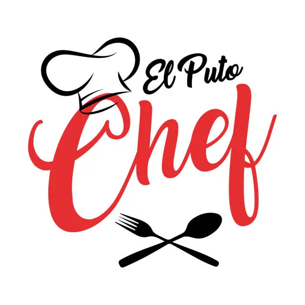 Vector illustration of The best chef, Spanish version, lettering, cook chef lettering