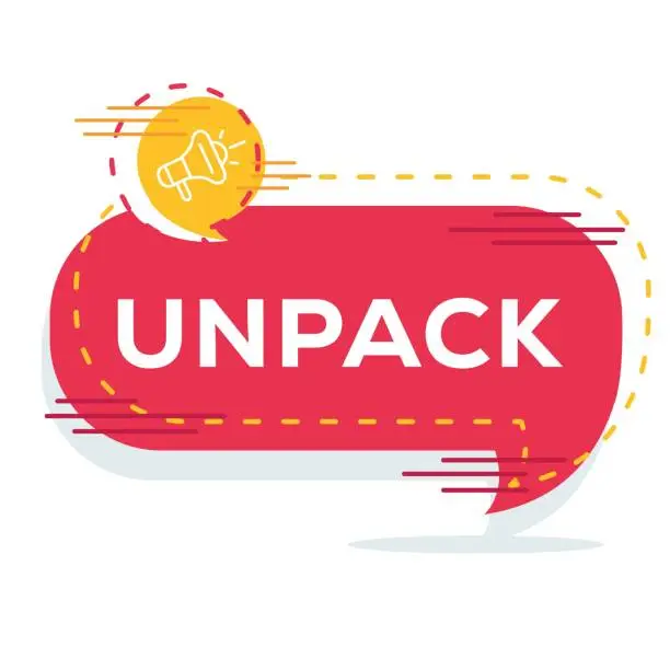 Vector illustration of (Unpack) text written in speech bubble.