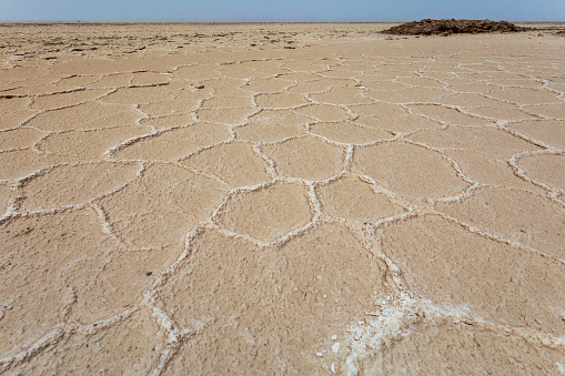 Salt desert in the Danakil depression. Moonscape in Danakil depression, Ethiopia, Horn of Africa