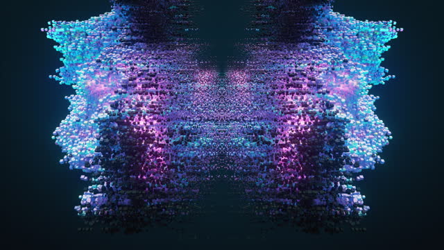 Mirrored Data Wave, Loopable - Dark, Blue, Purple - Abstract Technology Background, Artificial General Intelligence, AGI, Psychology