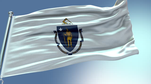 Massachusetts Waving Flag
