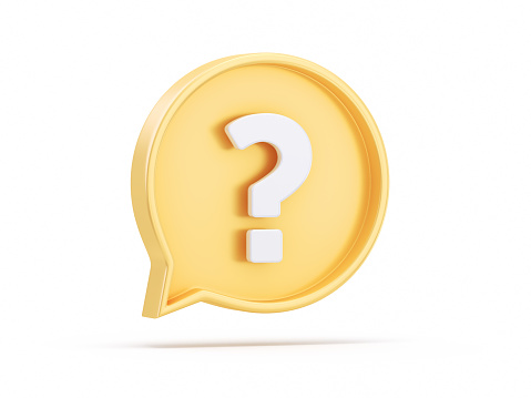 3d rendering Speech bubble with question mark icon on isolated white background stock photo