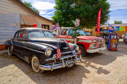 Yucca Valley, California, USA: image of a beautifully restored 1960 Ford Galaxy Sunliner Convertible shown parked.