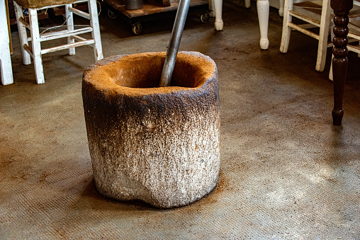 Tree stump coffee grinder