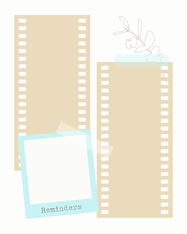 Digital scrapbooking Reminders template vintage collage blank with plants, blank for notes to do list, planner, ideas.