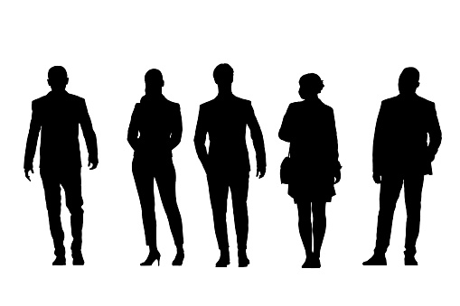Business people, set of 3D silhouettes. 3D illustration Rendering