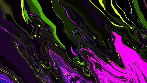 istock Bright fluid purple pink black neon green texture background. Abstract liquid neon light line. Art trippy luxury digital glitch backdrop. Banner. Template. Virtual reality card. Bio tech. Splash. NFT 2060458002