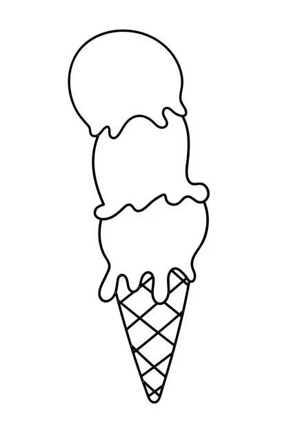 Vector illustration of Ice Cream Coloring Page For Toddlers