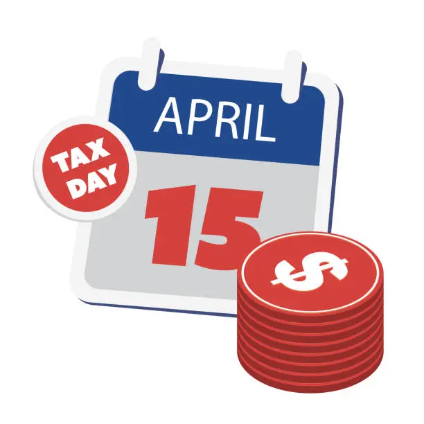 Vector illustration of US Tax Day Concept - Calendar Design Template 2024