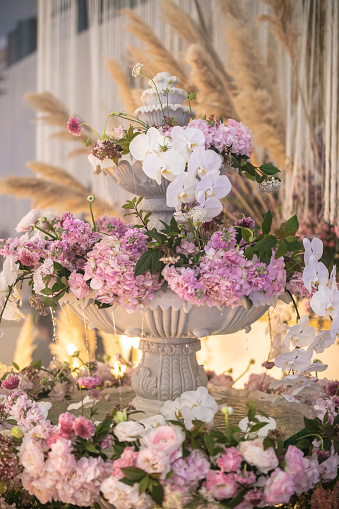 beautiful luxury wedding event colourful fresh flower flora decoration concept