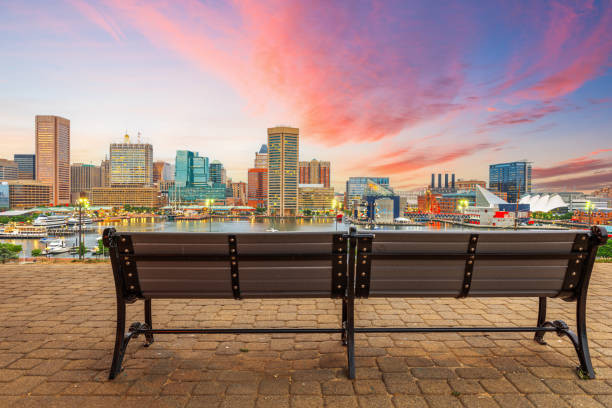 Baltimore, Maryland, USA Skyline on the Inner Harbor at dusk.