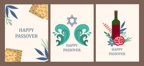 Passover holiday concept, greeting cards set. Vector illustration for your design. Passover holiday concept, greeting cards set. Vector illustration for your design. passover stock illustrations