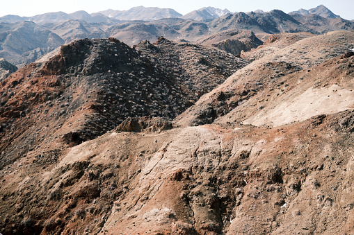 Detailed view of mountain surface in winter (Charyn canyon, Kazakhstan)