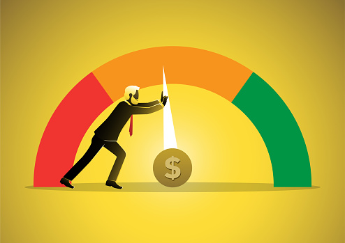 An illustration of a businessman attempting to slow down the rate of inflation, vector illustration