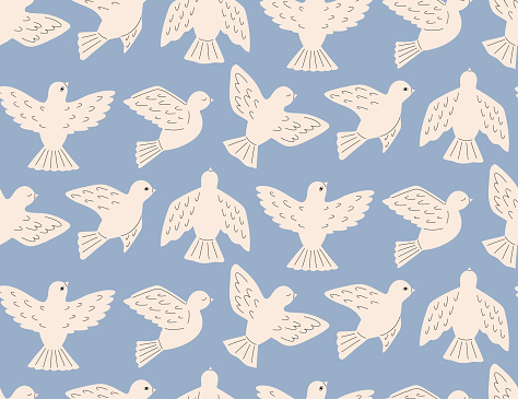 Dove of peace seamless pattern. International Day of Peace. Peace and love, freedom, no war concept. Pacifism symbol. Vector illustration
