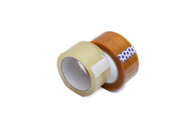 Two types of transparent adhesive tape for wrapping parcels - rubber and acrylic
