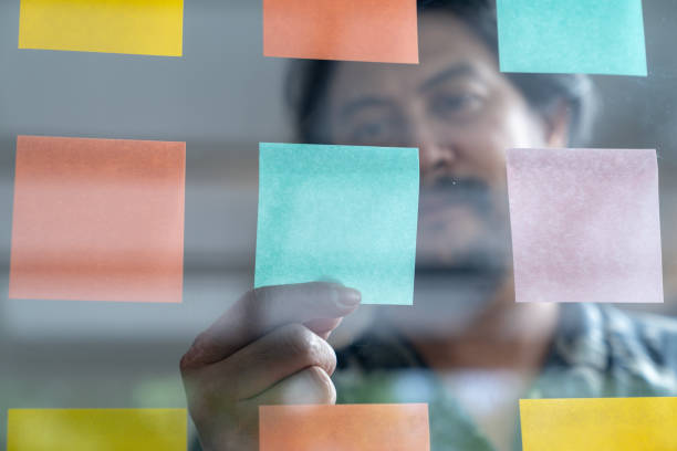 istock The notepad is attached to the mirror in the office 2060721044
