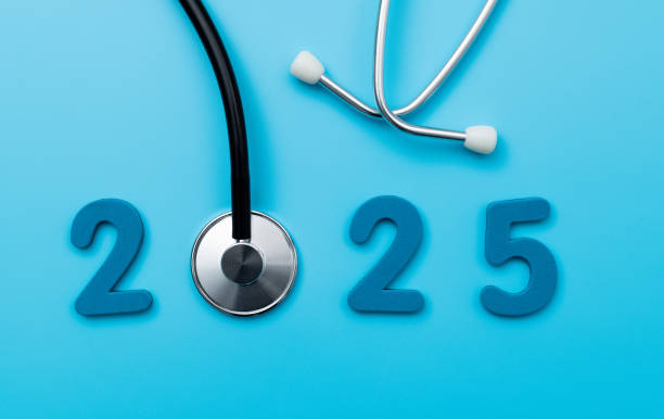 istock Stethoscope and number 2025 on blue background 2060722556