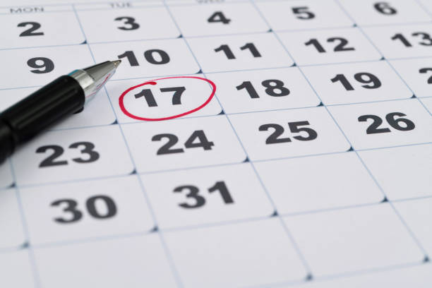 istock Red mark on the calendar at number 17 2060724718