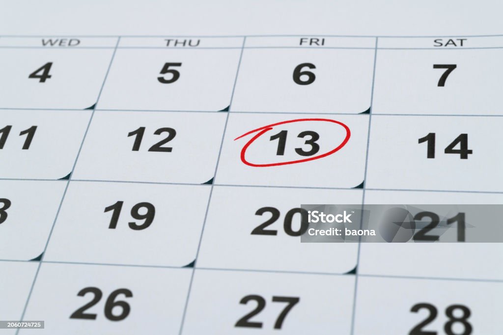 Red Mark On The Calendar At Number 13 Stock Photo Download Image Now