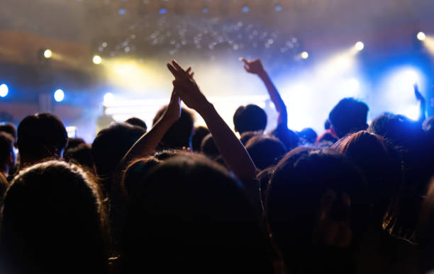 People clapping hands at music festival