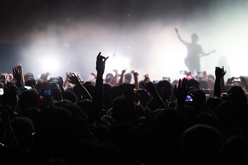 concert and festival background crowd of people partying