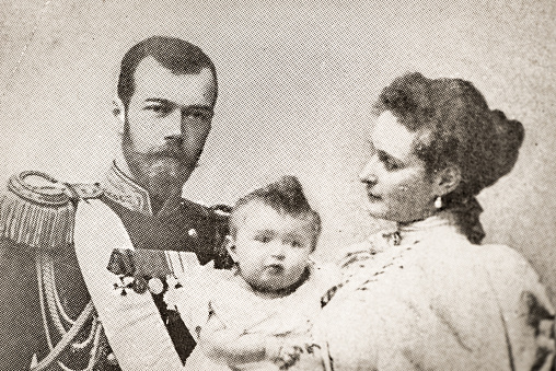 Antique photograph: Czar Nicholas II and Family