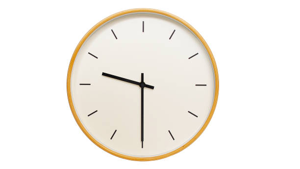 istock Isolated on white background Minimalist style wooden wall clock, showing time at 9:30. 2060747046