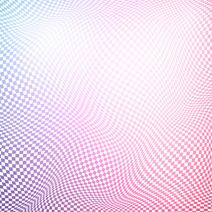 Blue-red 3D surface of checked waves of warped squares