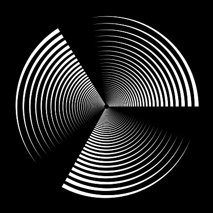 Artistic representation of a black and white optical illusion, showcasing a hypnotic spiral pattern.