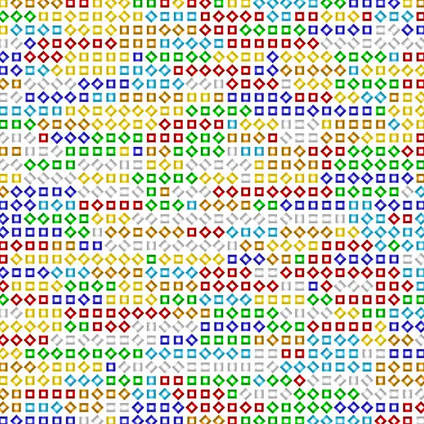 Vector illustration of Random colorful metallic outline of squares pattern, vertical size gradient