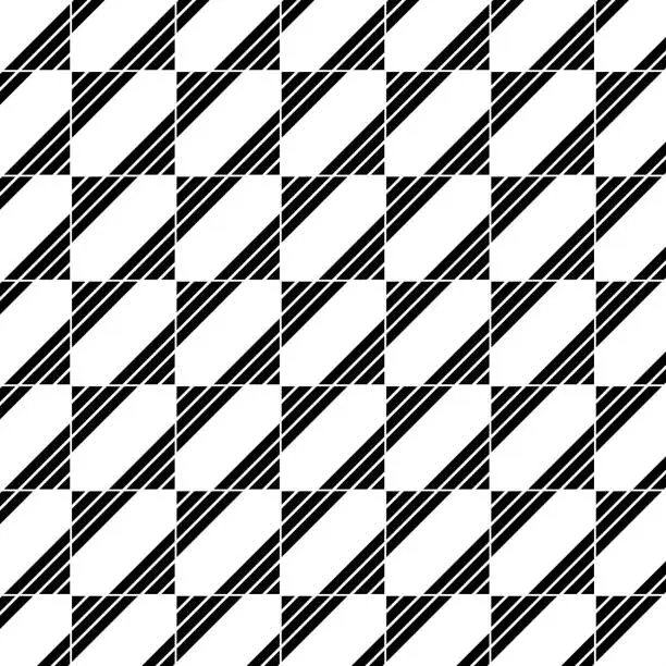 Vector illustration of Black partly striped squares pattern, on white background