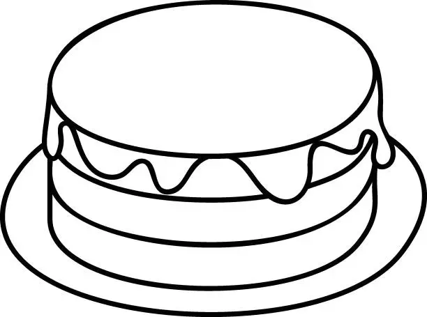 Vector illustration of old fashioned Malt Chocolate cake outline concept, Walnut Fudge Brownie vector design, Fast Food hand draw symbol, Junk food sign, english american cuisine stock illustration